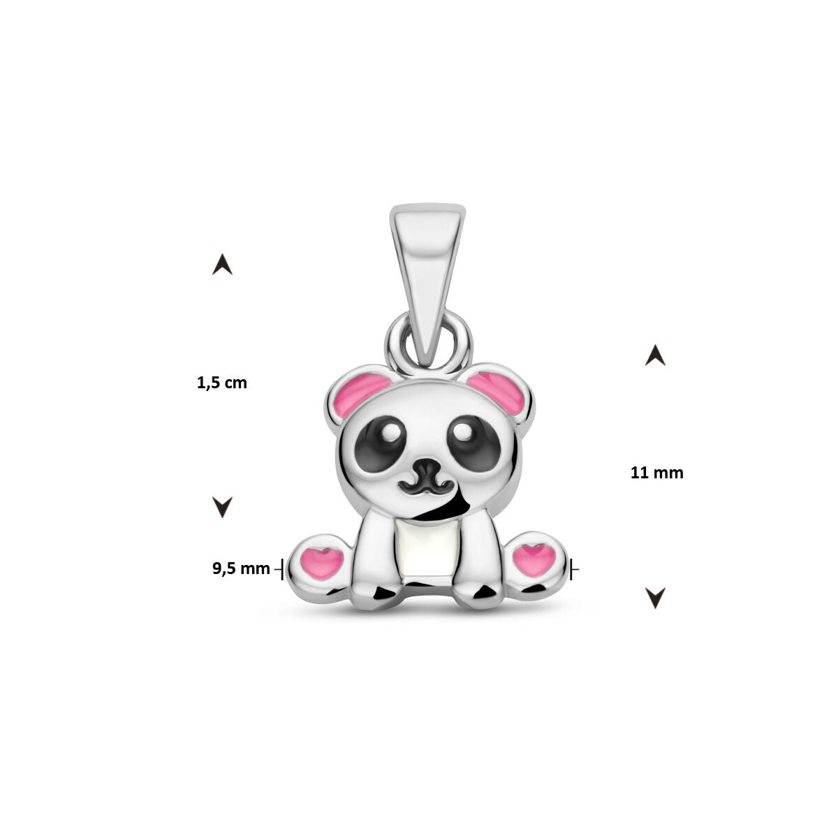 Ciondolo panda argento rodiato