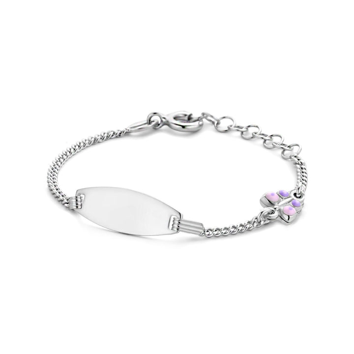 graveerarmband vlinder plaat 6,5 mm 11 + 2 cm zilver gerhodineerd