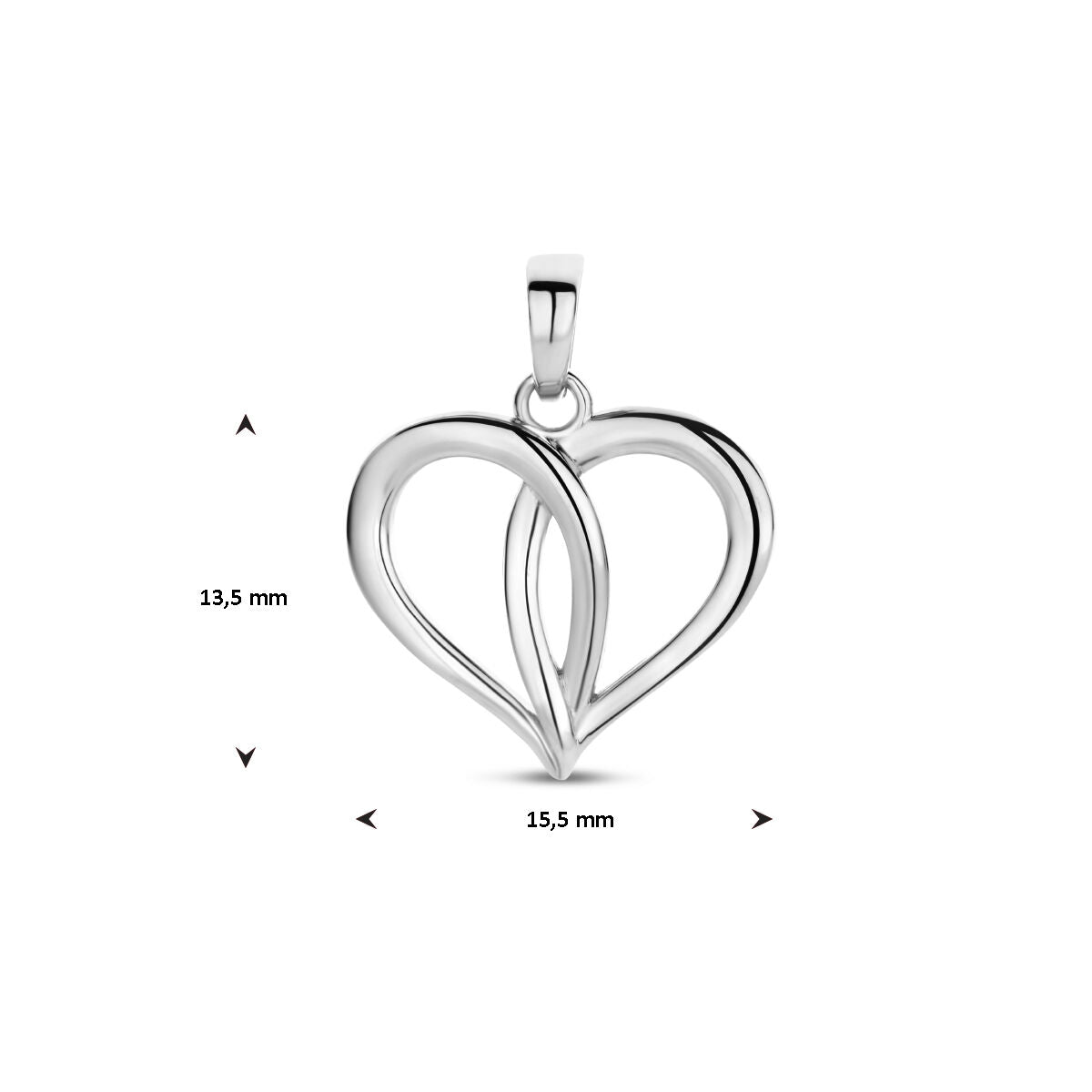 ciondolo cuore argento rodiato