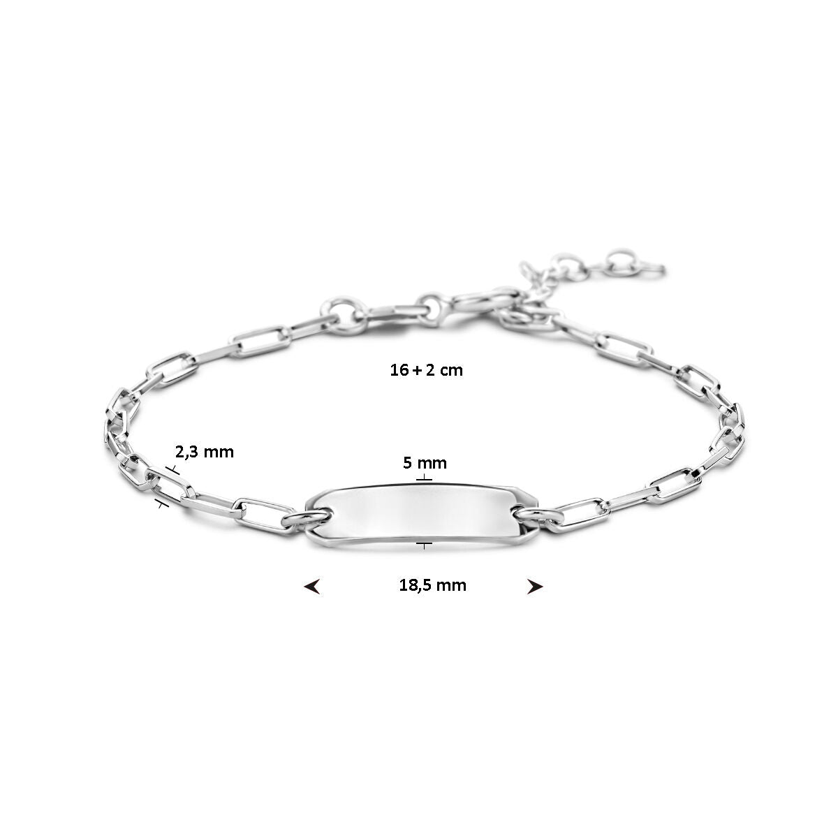 bracciale da incidere 16 + 2 cm placca 5,0 mm argento rodiato