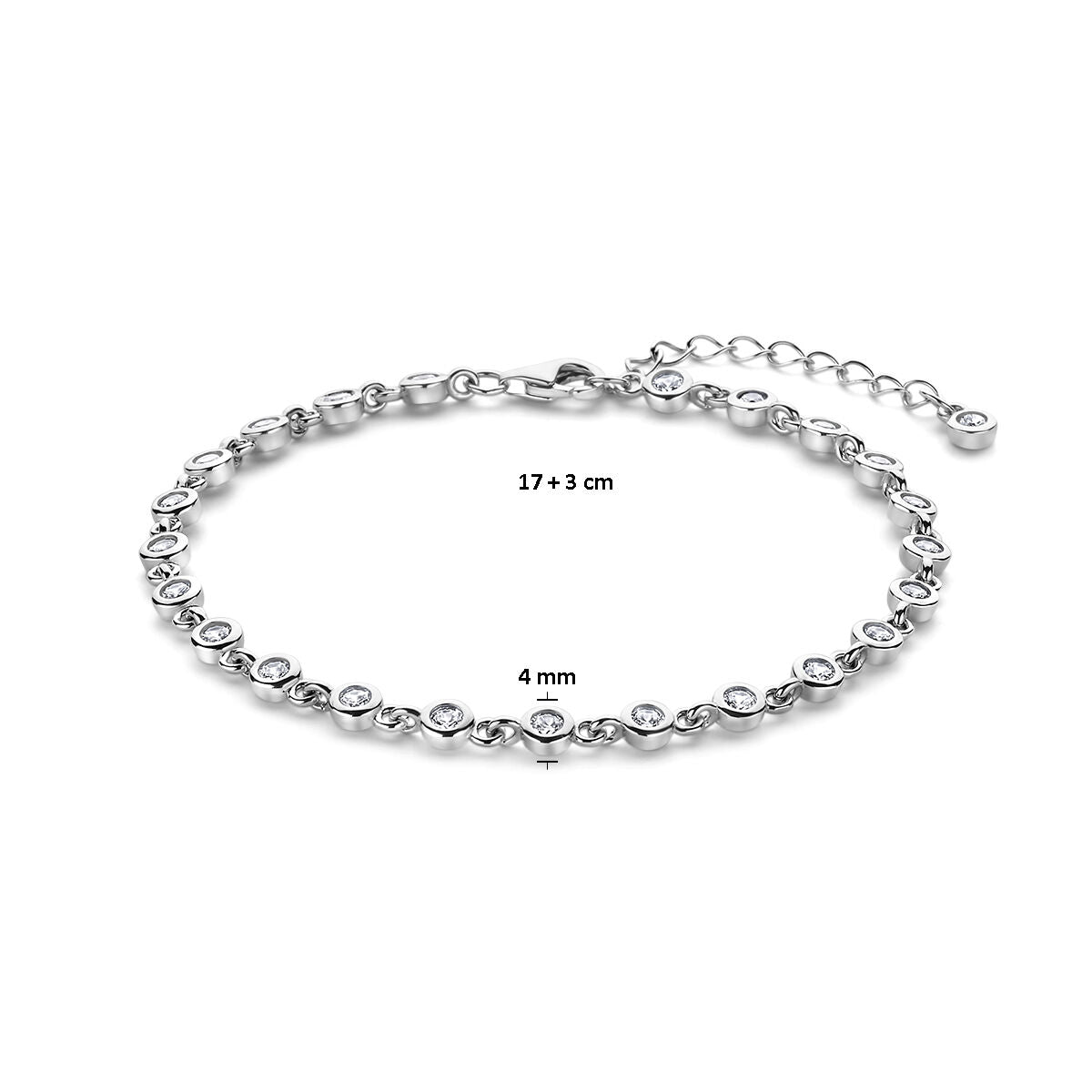 bracciale zirconia 17 + 3 cm argento rodiato