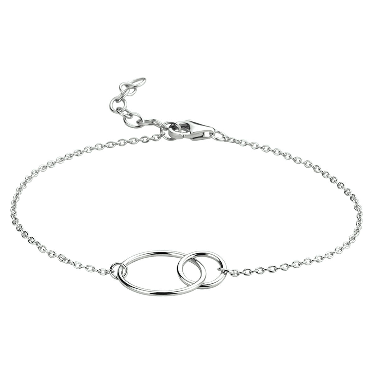 bracciale cerchietti 16 + 2,5 cm argento rodiato