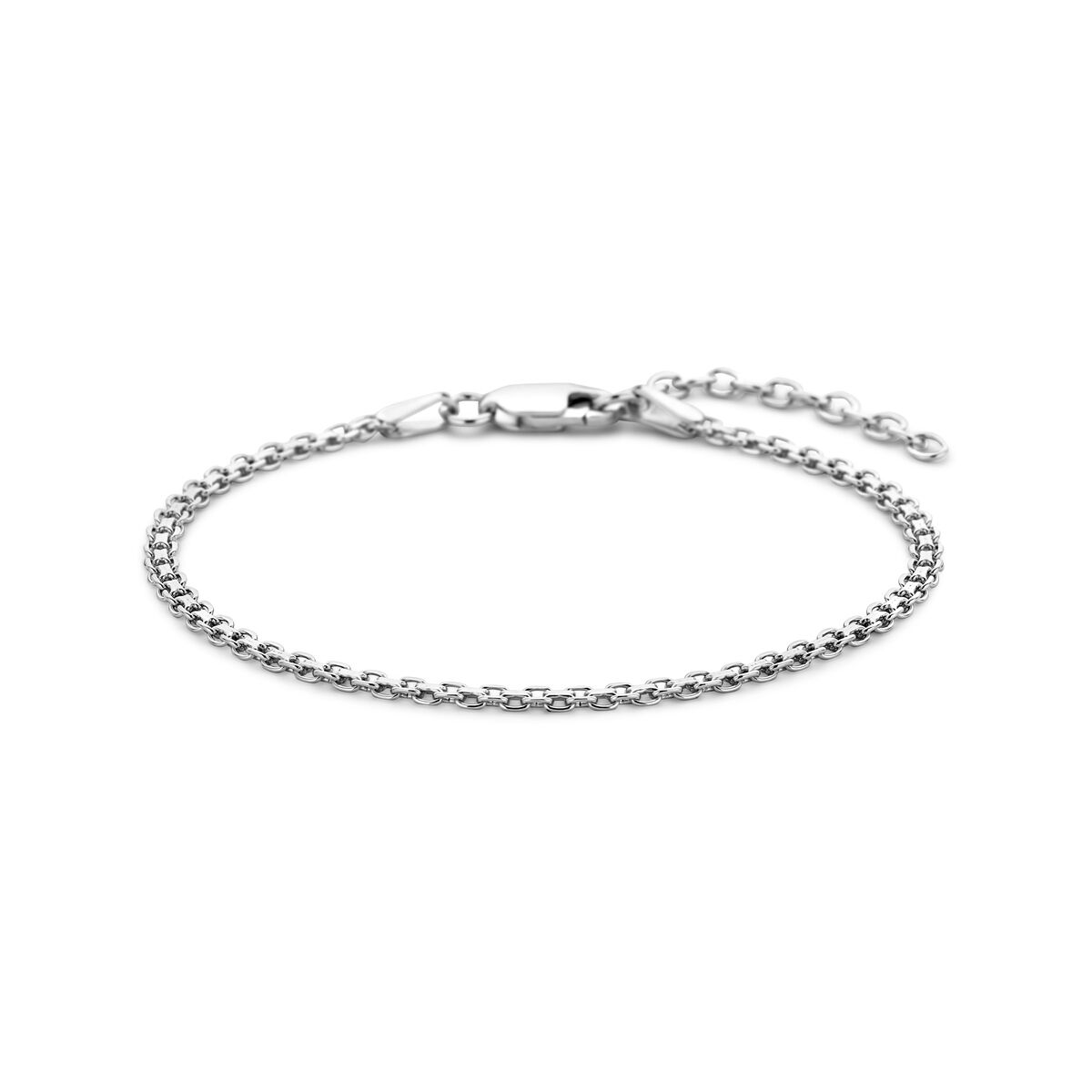 Bracciale bismarck in argento rodiato, 2,4 mm di larghezza, con estensione di 3 cm.