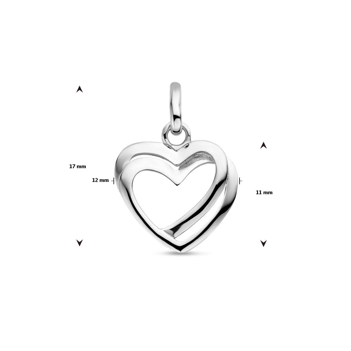 ciondolo cuore argento rodiato