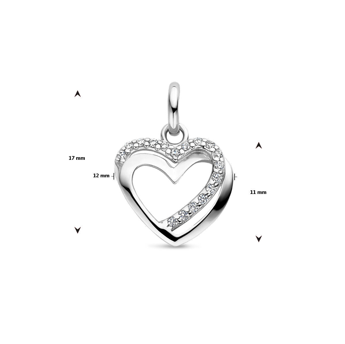ciondolo cuore zircone argento rodiato