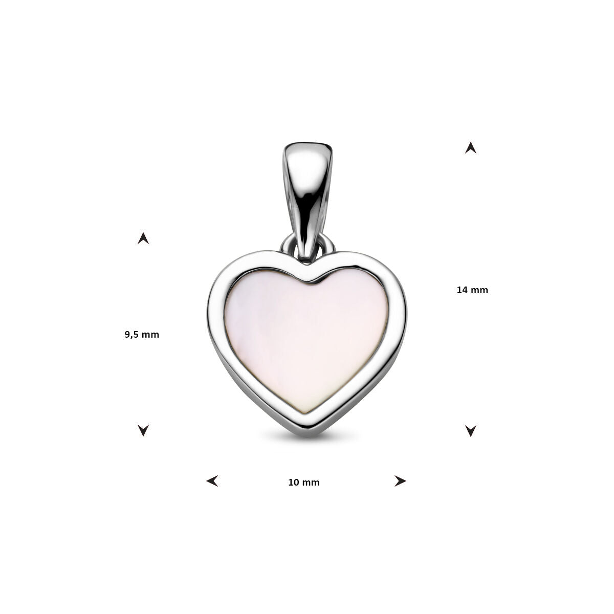 ciondolo madreperla cuore argento rodiato