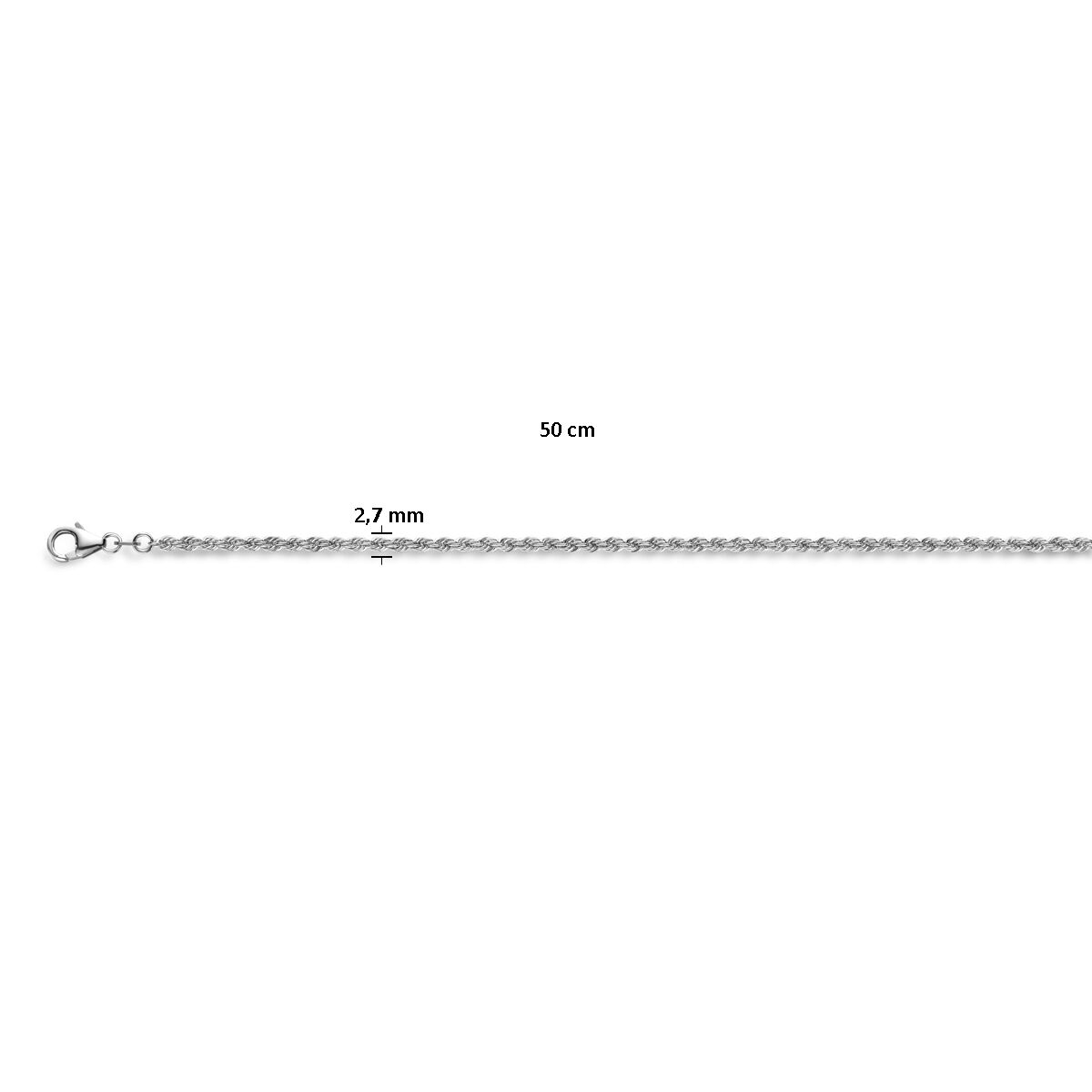 corda massiccia 2,7 mm argento rodiato