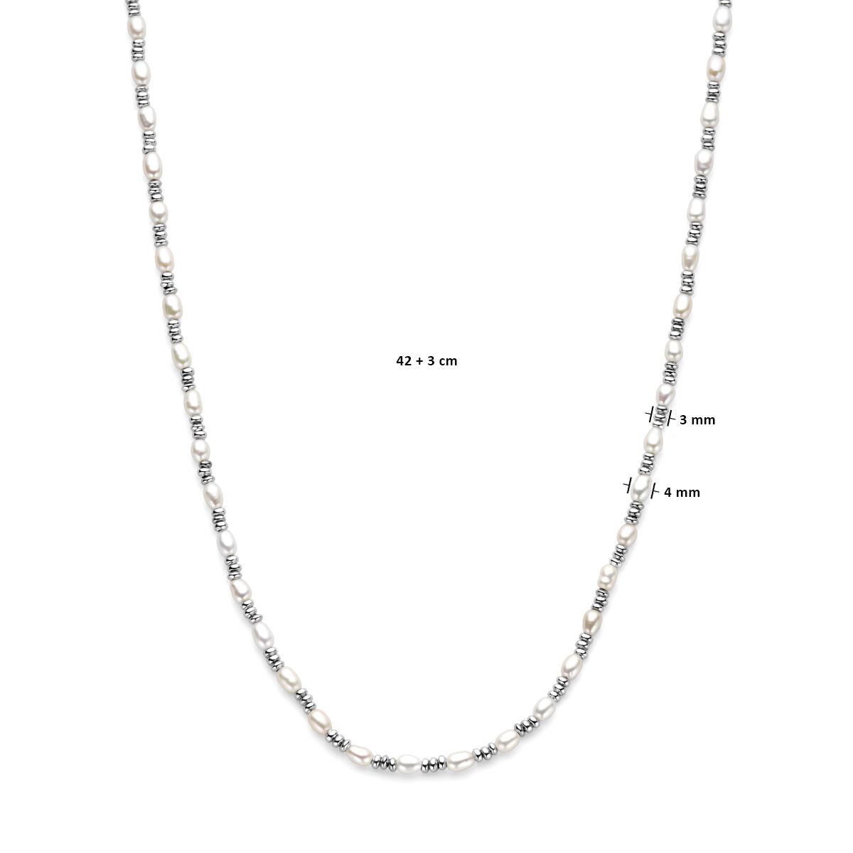 collana perle argento rodiato
