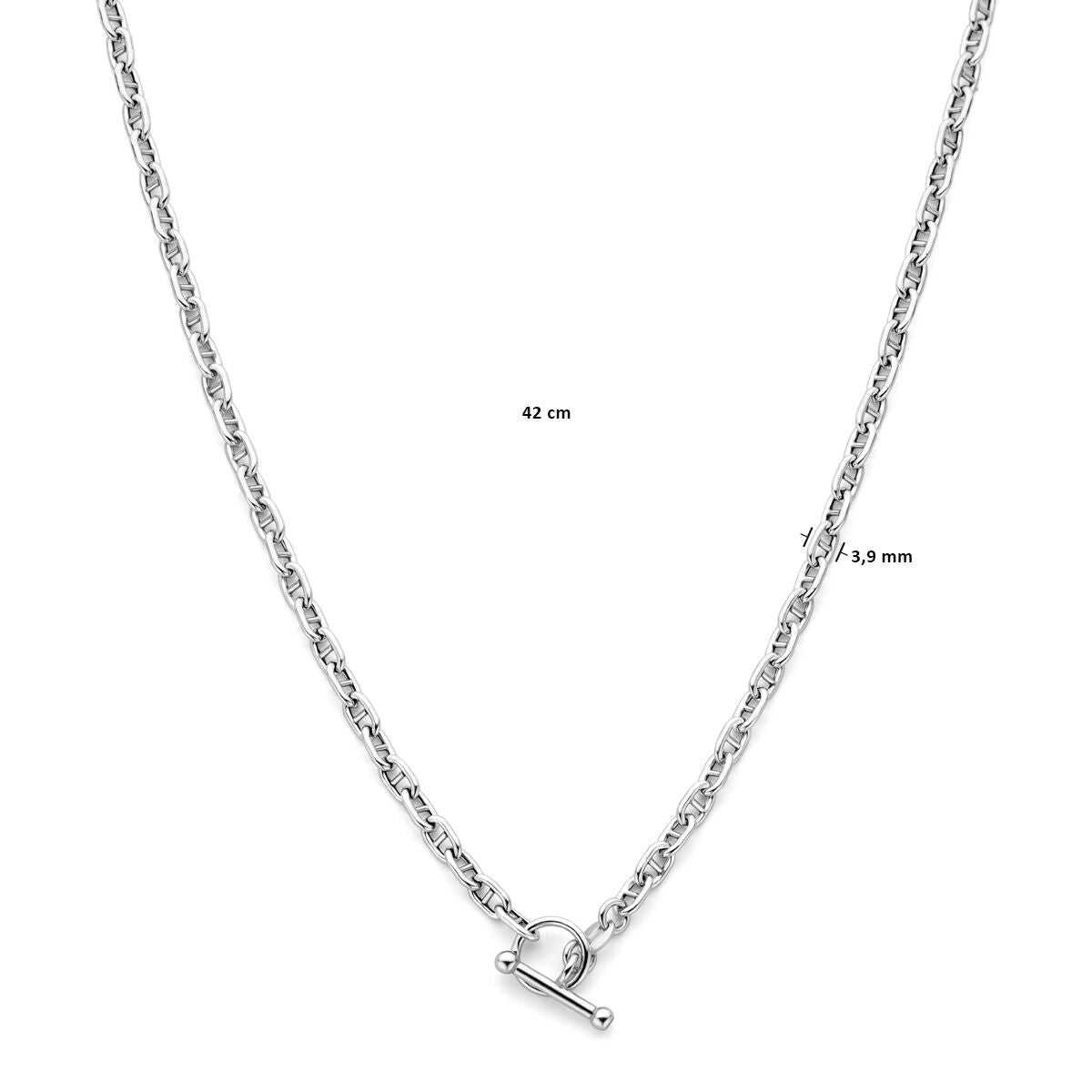 collana marina tubo tondo 3,9 mm 42 cm chiusura a scatto argento rodiato