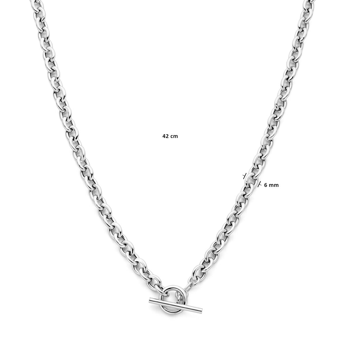collana 6 mm 42 cm chiusura a scatto argento rodiato