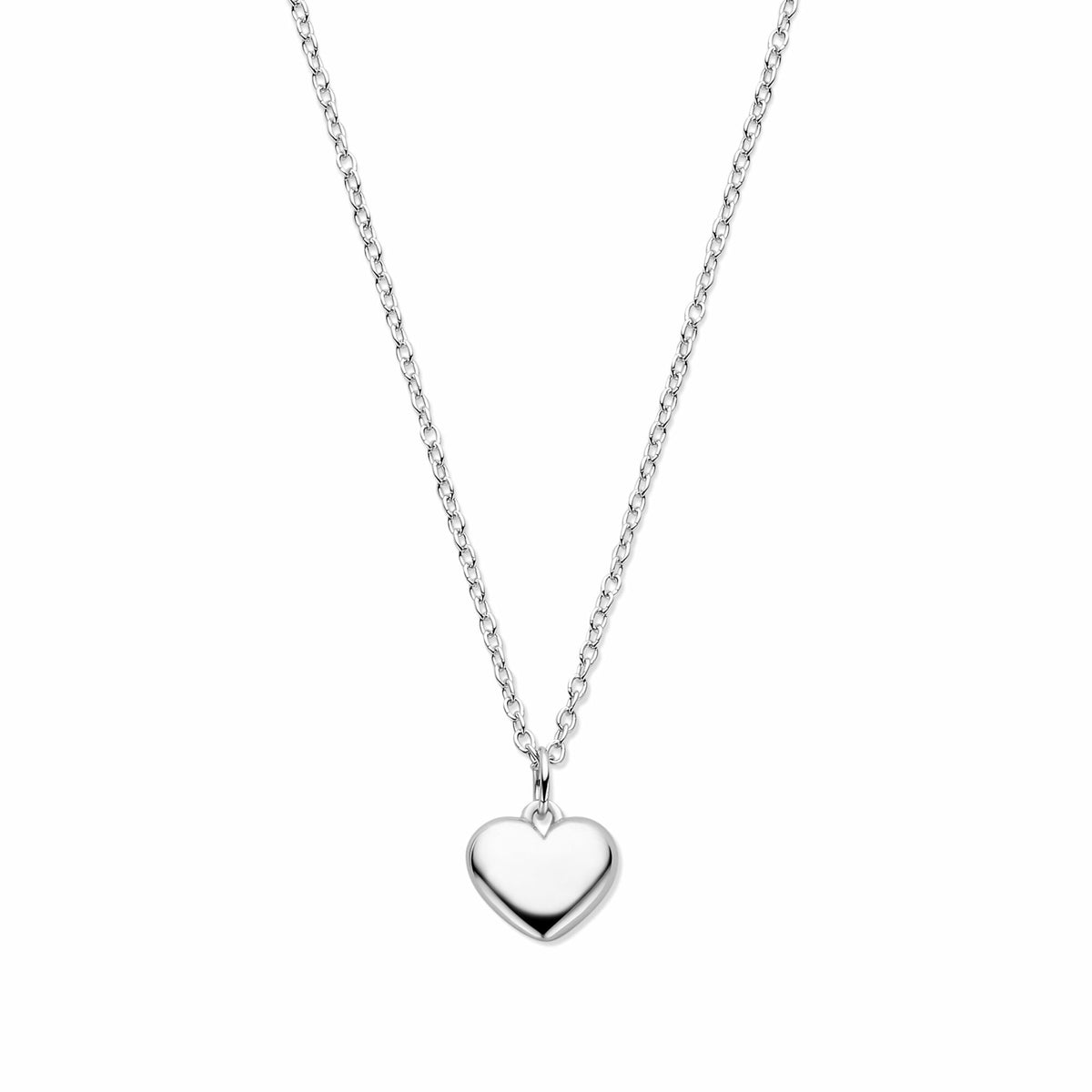 Collana con ciondolo a forma di cuore, in argento rodiato, lunghezza regolabile 41-43-45 cm.