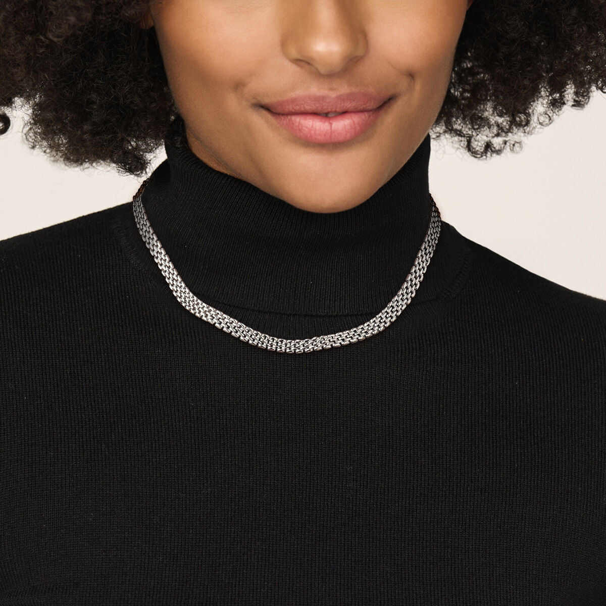 collana maglia pantera 8 mm 43 cm argento rodiato