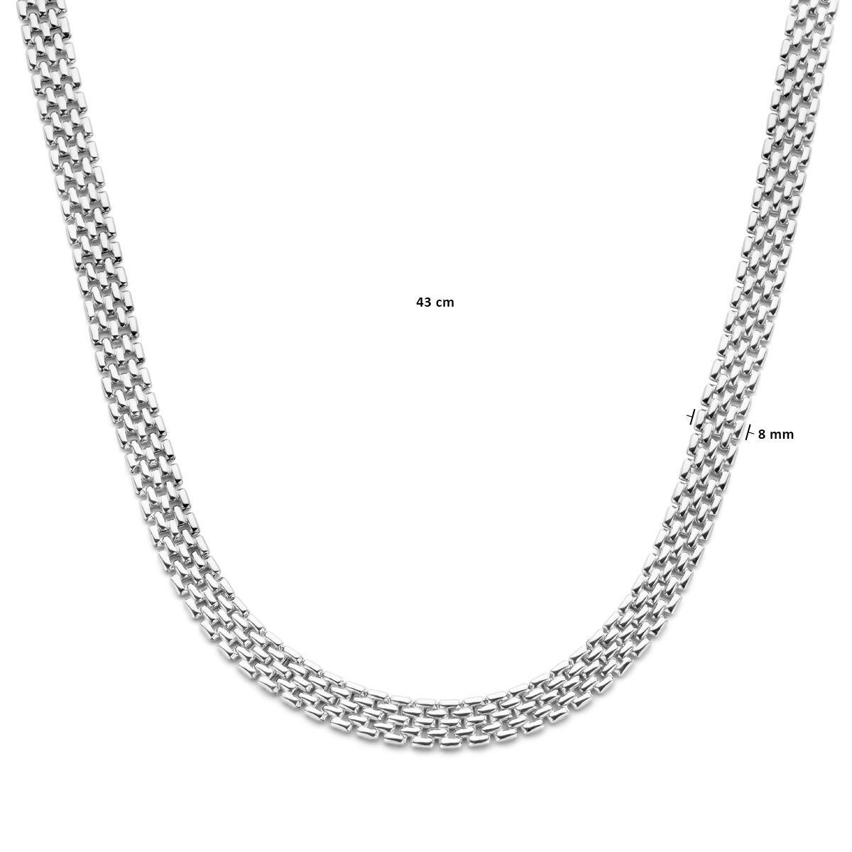 collana maglia pantera 8 mm 43 cm argento rodiato
