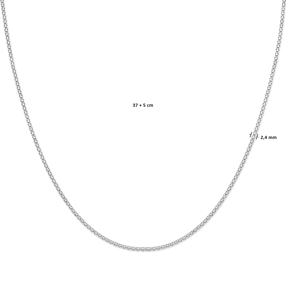 collana bismarck 2,4 mm 37 + 5 cm argento rodiato