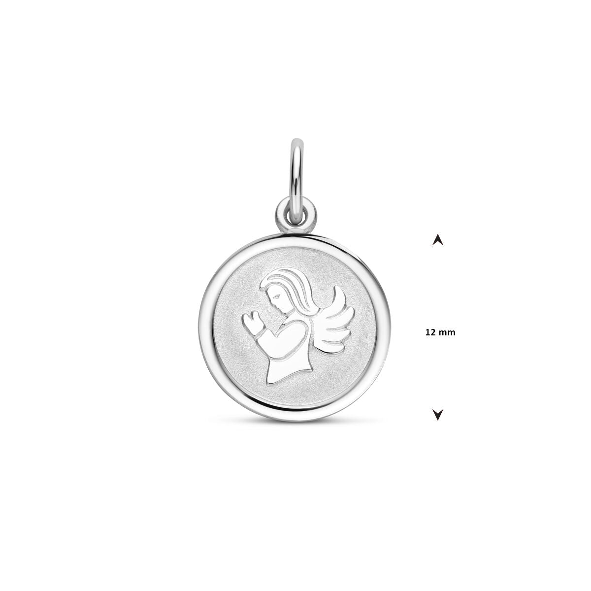 ciondolo cuore angelo lucido/opaco diamantato 18 mm argento rodiato