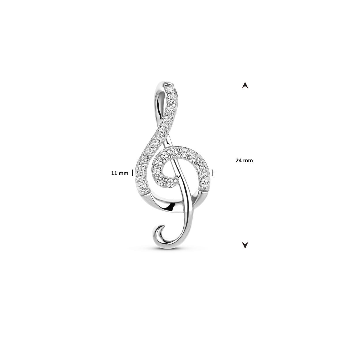 ciondolo nota musicale zircone 24 mm argento rodiato