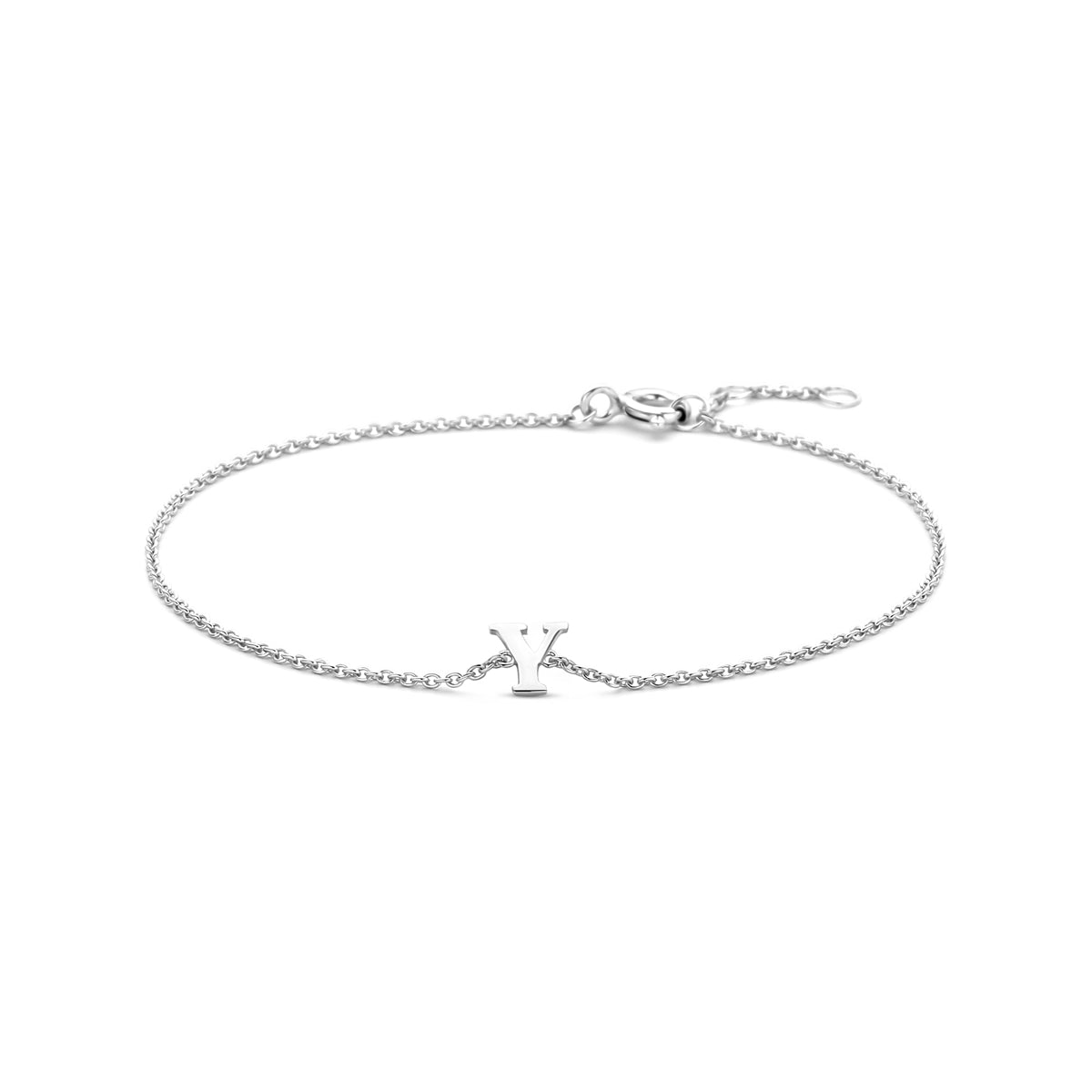 armband letter 16,5 - 17,5 - 18,5 cm zilver gerhodineerd