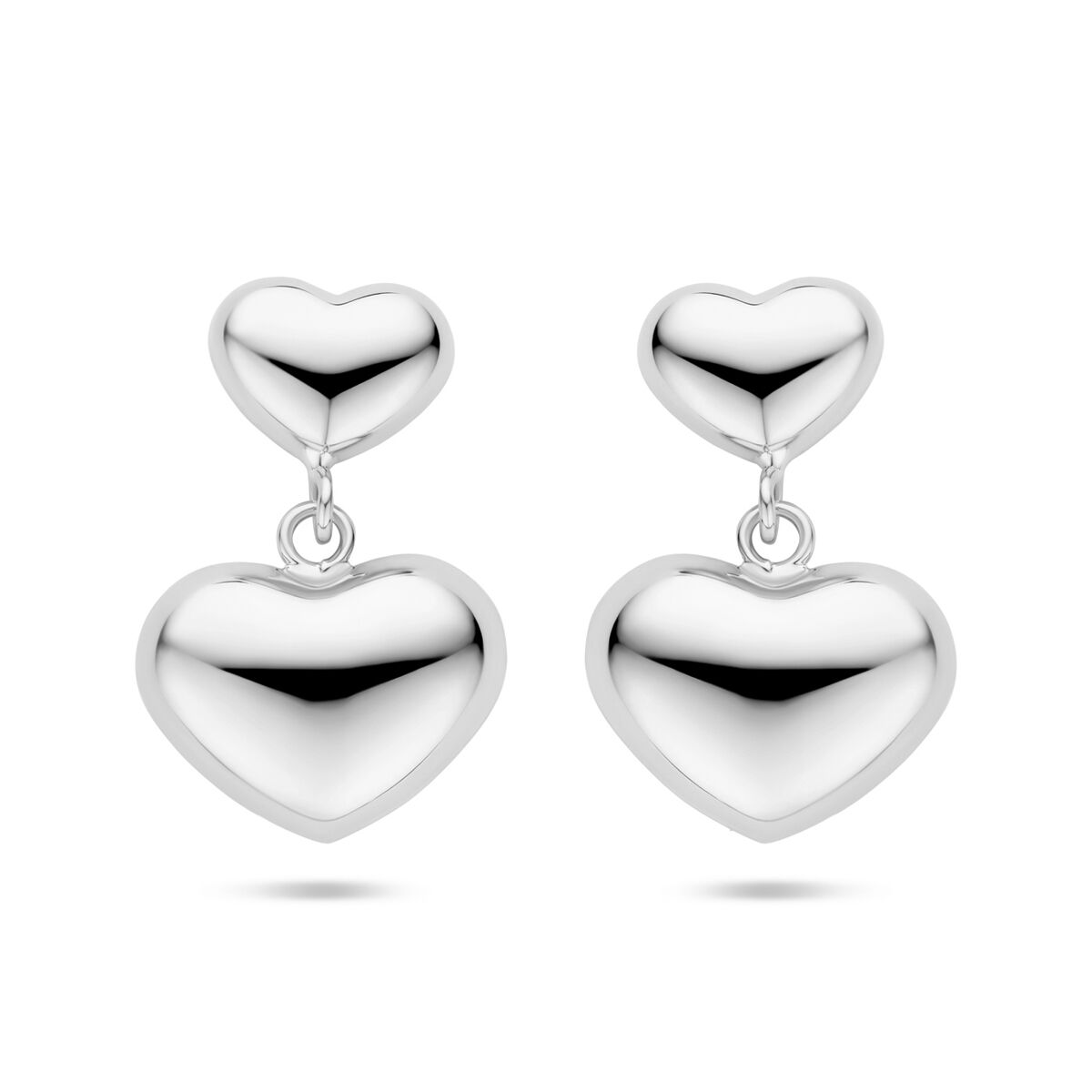 orecchini pendenti cuoricini 26 mm argento rodiato