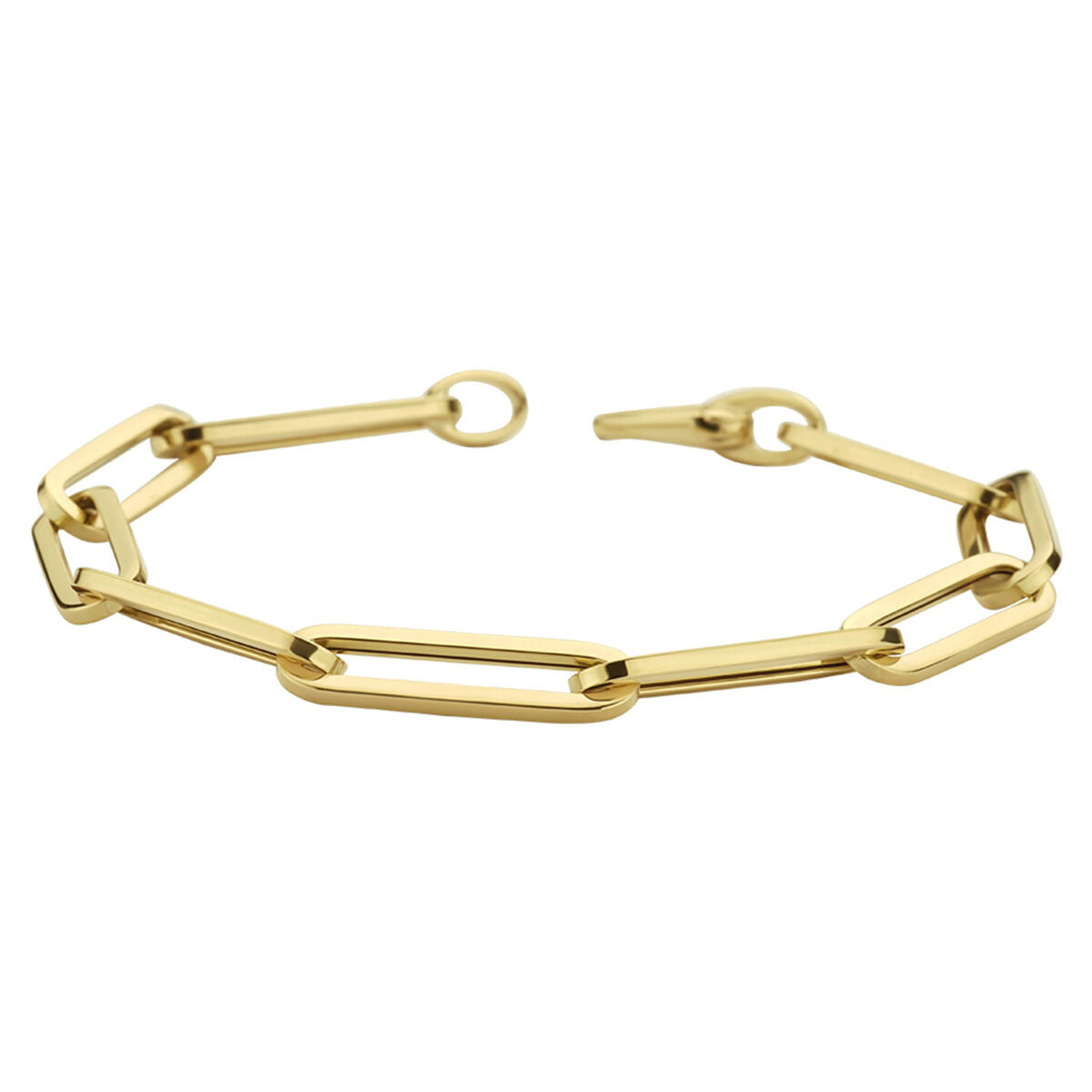 Bracciale in oro da donna paperclip tubo quadrato 14K