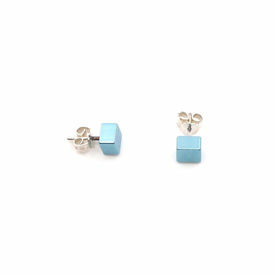 Orecchini a cubo colorati azzurro