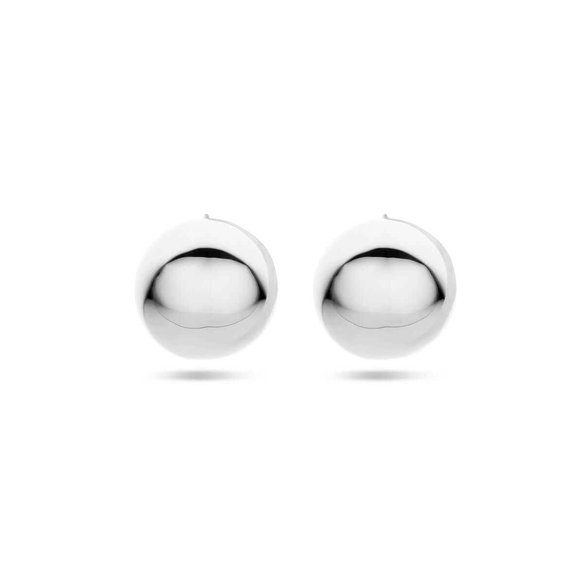 Orecchini a perno rotondi di 15 mm in argento rodiato.