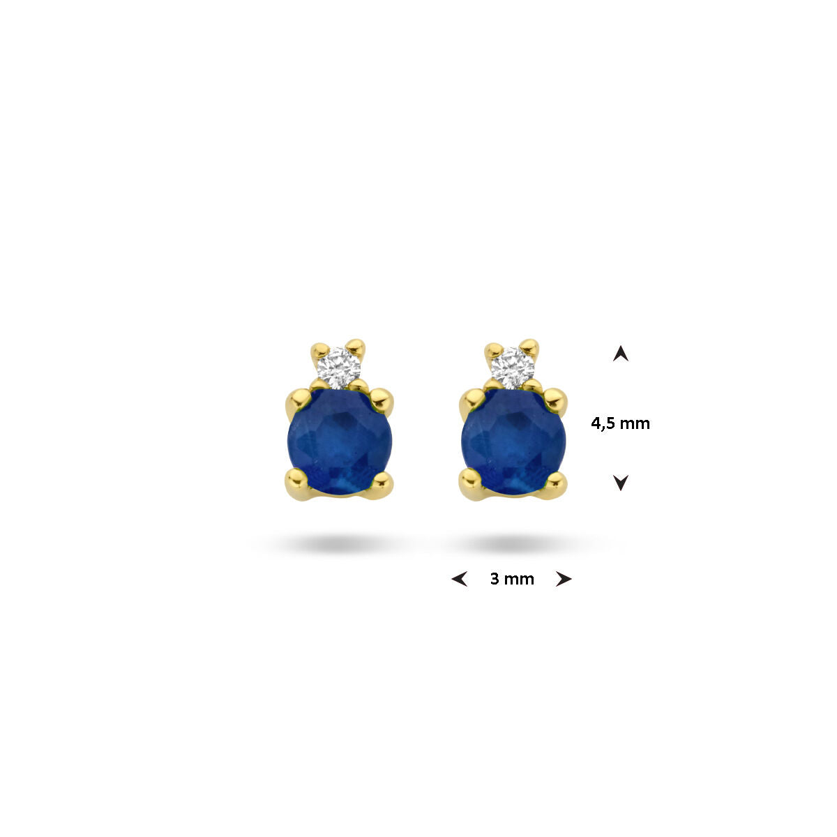 orecchini a bottone zaffiro e diamante 0.015ct (2x 0.0075ct) h p1 oro giallo 14K