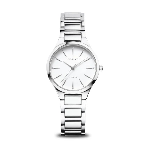 Orologio con cassa in acciaio inox e quadrante bianco, cinturino a maglia rolò.
