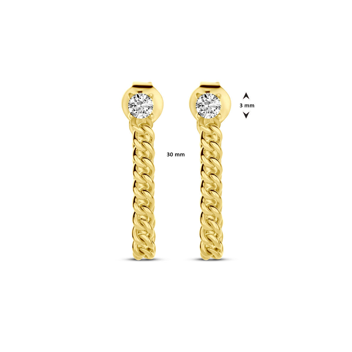 orecchini a bottone zirconia 1 micron argento dorato (giallo)