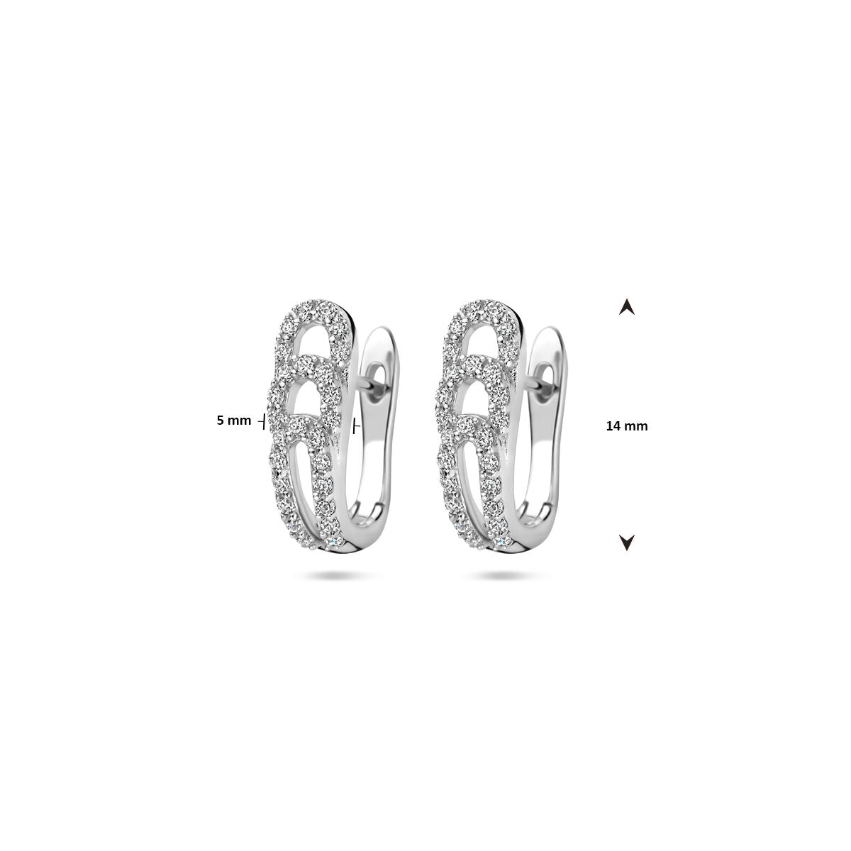 orecchini a cerniera zirconia 14 mm argento rodiato