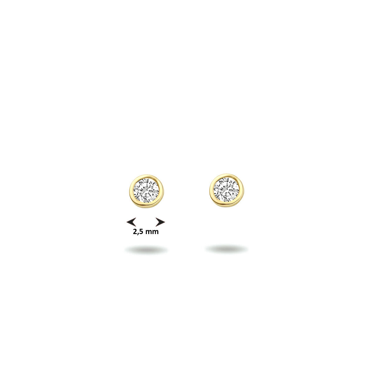 orecchini a bottone zirconia oro giallo 14K