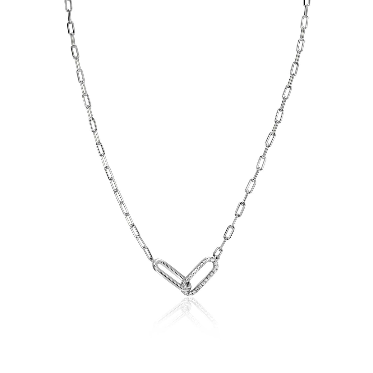 Collana in argento con maglia rolò e pendente a forma di cuore.
