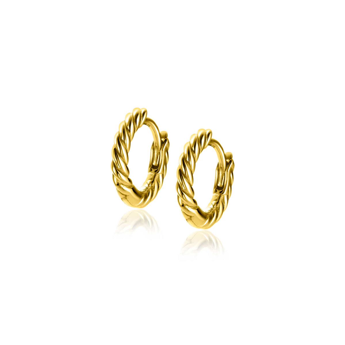 Orecchini alla creola in oro con design intrecciato.