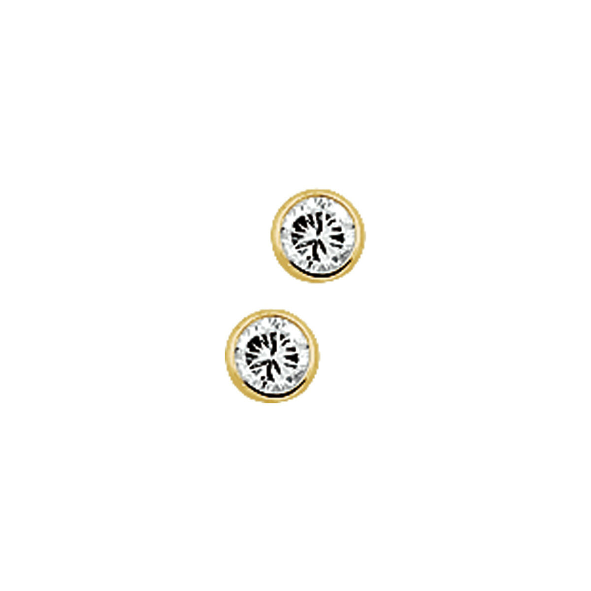 Orecchini in oro giallo 14K con zirconi, forma rotonda e design decorativo.