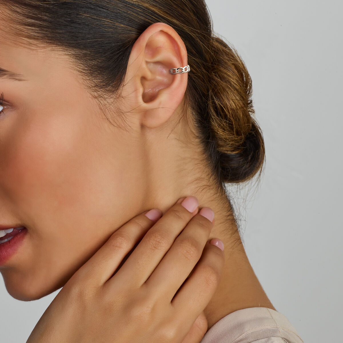 earcuff maglia argento rodiato