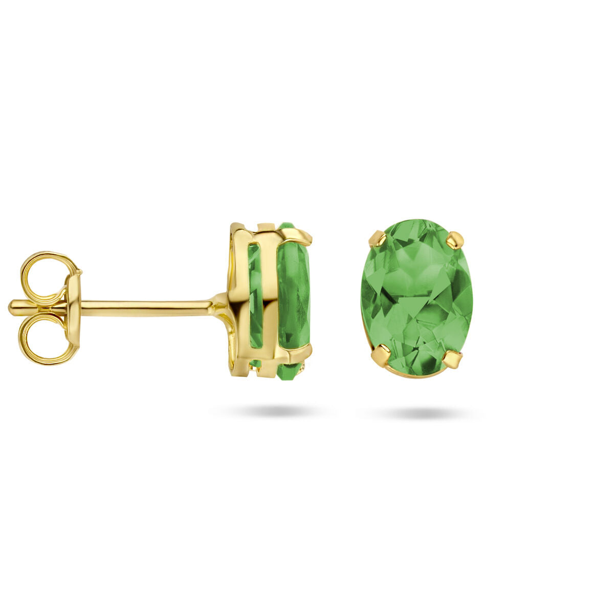 orecchini a bottone agata verde 14K oro giallo