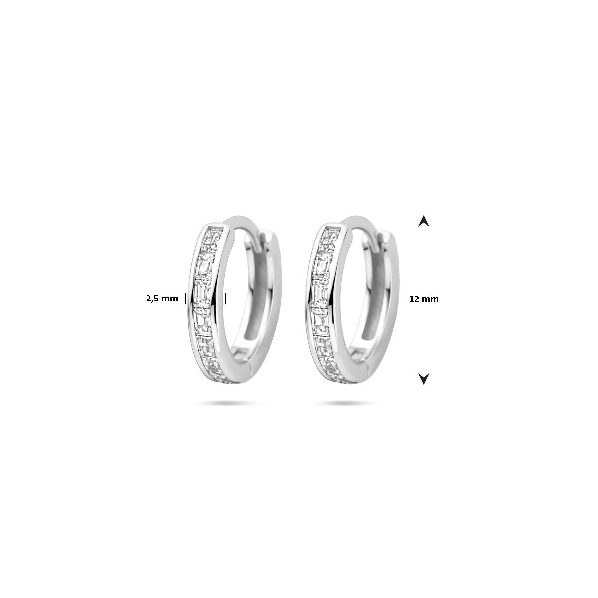 orecchini a cerchio zirconia 12 mm argento rodiato