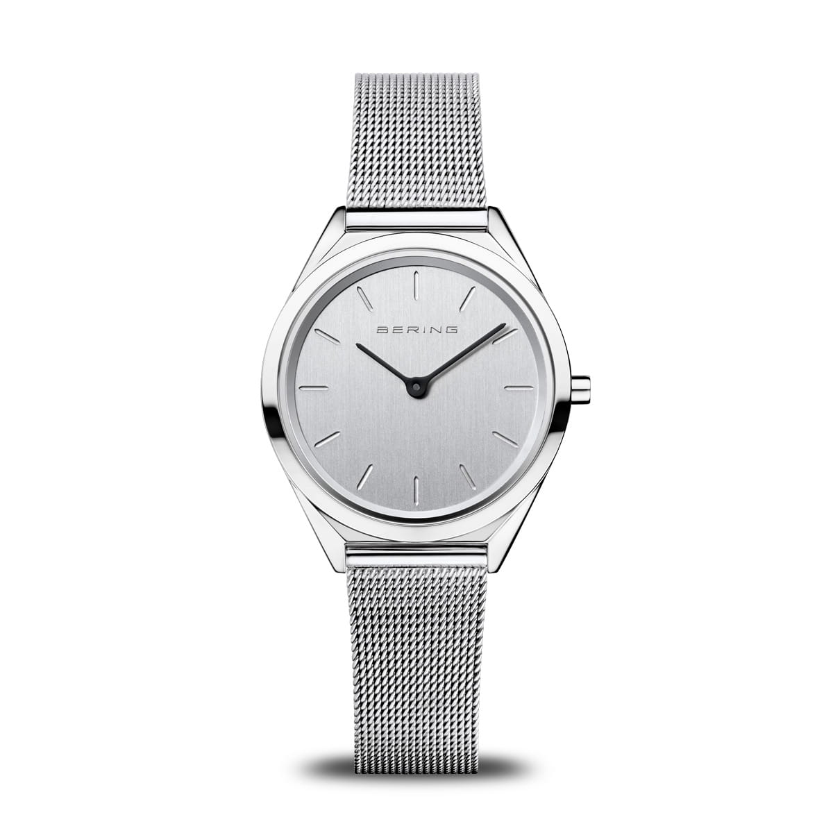 Orologio unisex con quadrante argentato e cinturino in maglia rolò.
