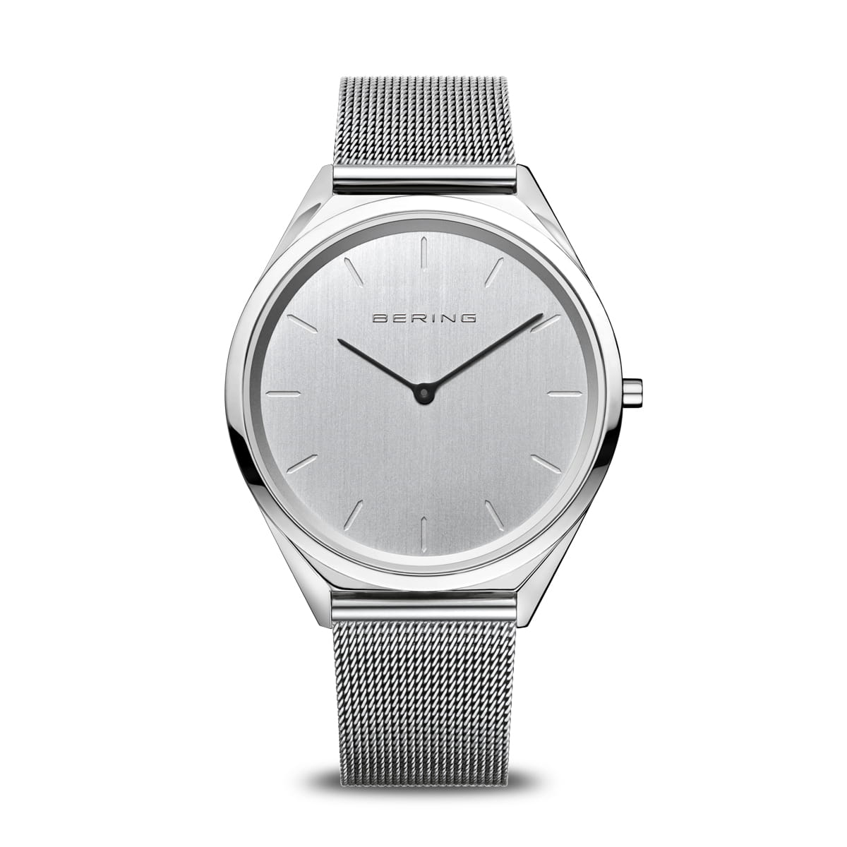 Orologio unisex con quadrante argentato e cinturino in maglia rolò.
