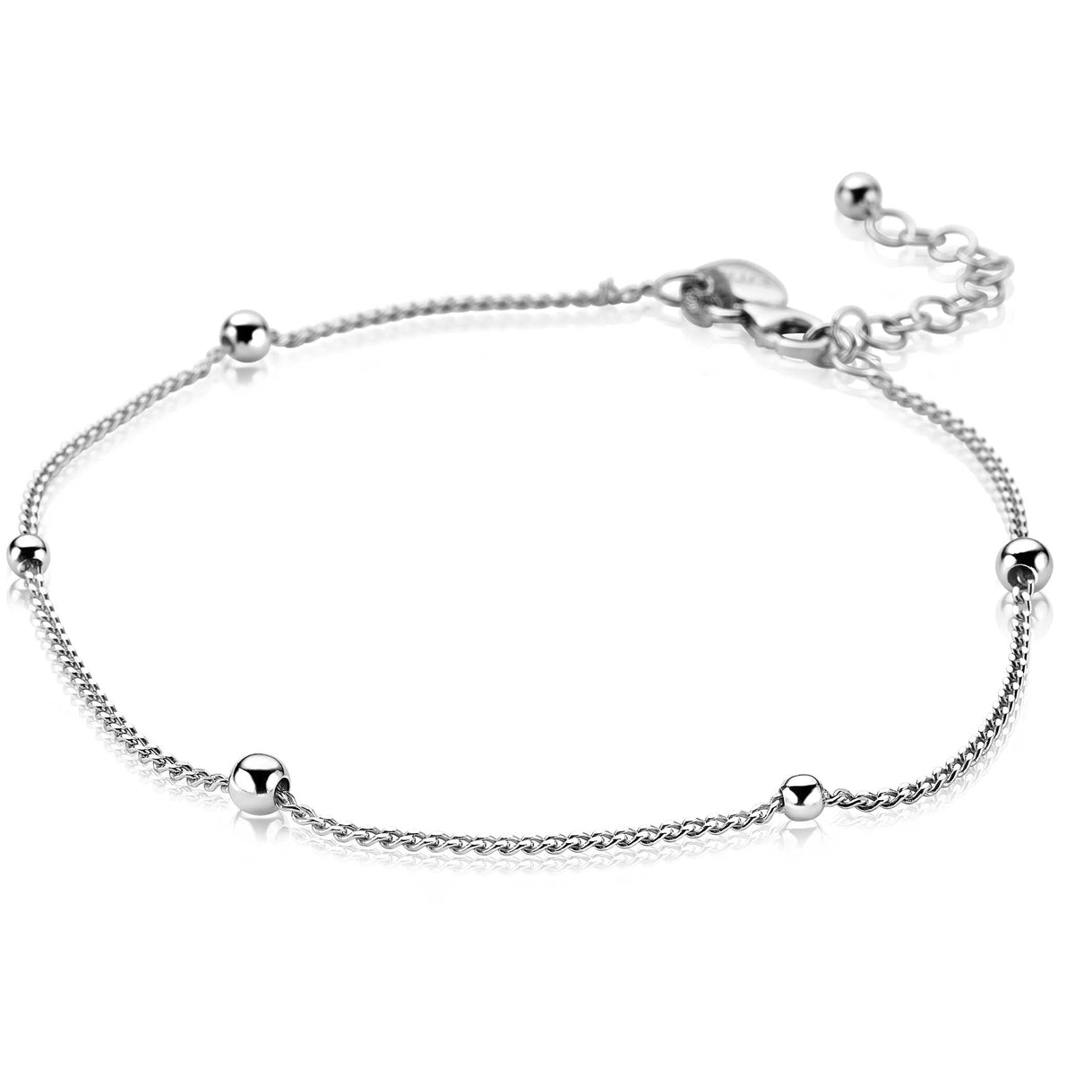 collana in argento con sfere lucide e catena fine