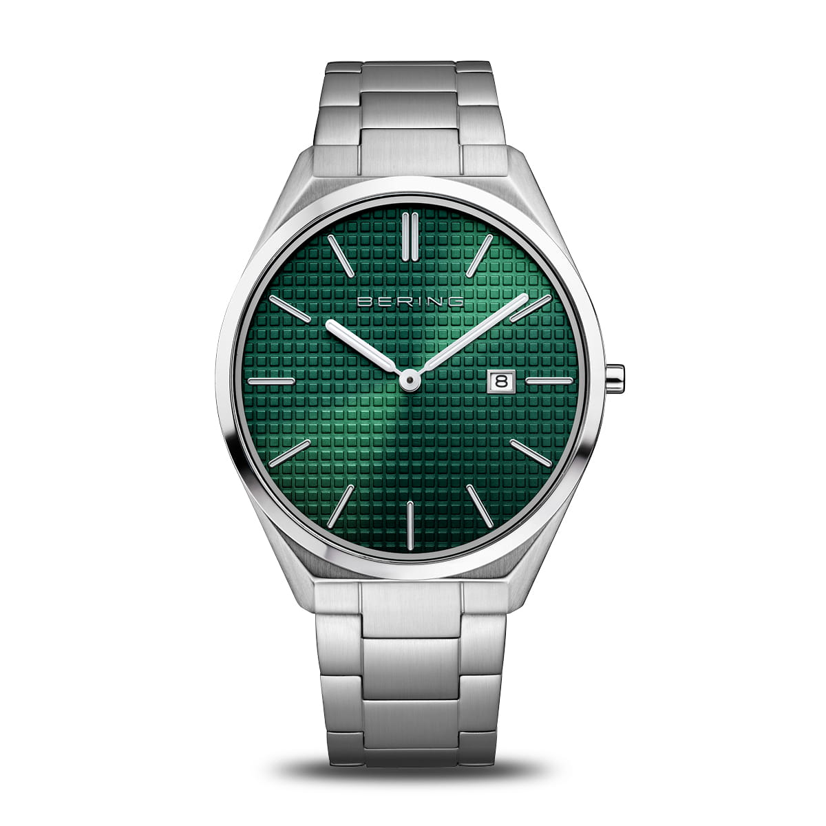 Orologio da uomo Bering con quadrante verde e bracciale in acciaio inox.