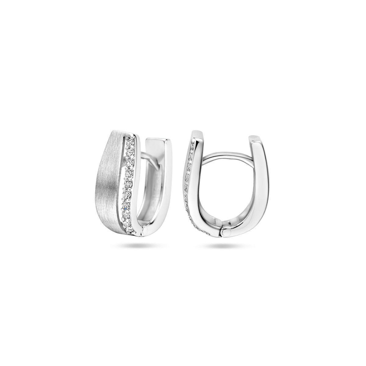 orecchini a cerniera zirconia 14 mm lucido/opaco argento rodiato