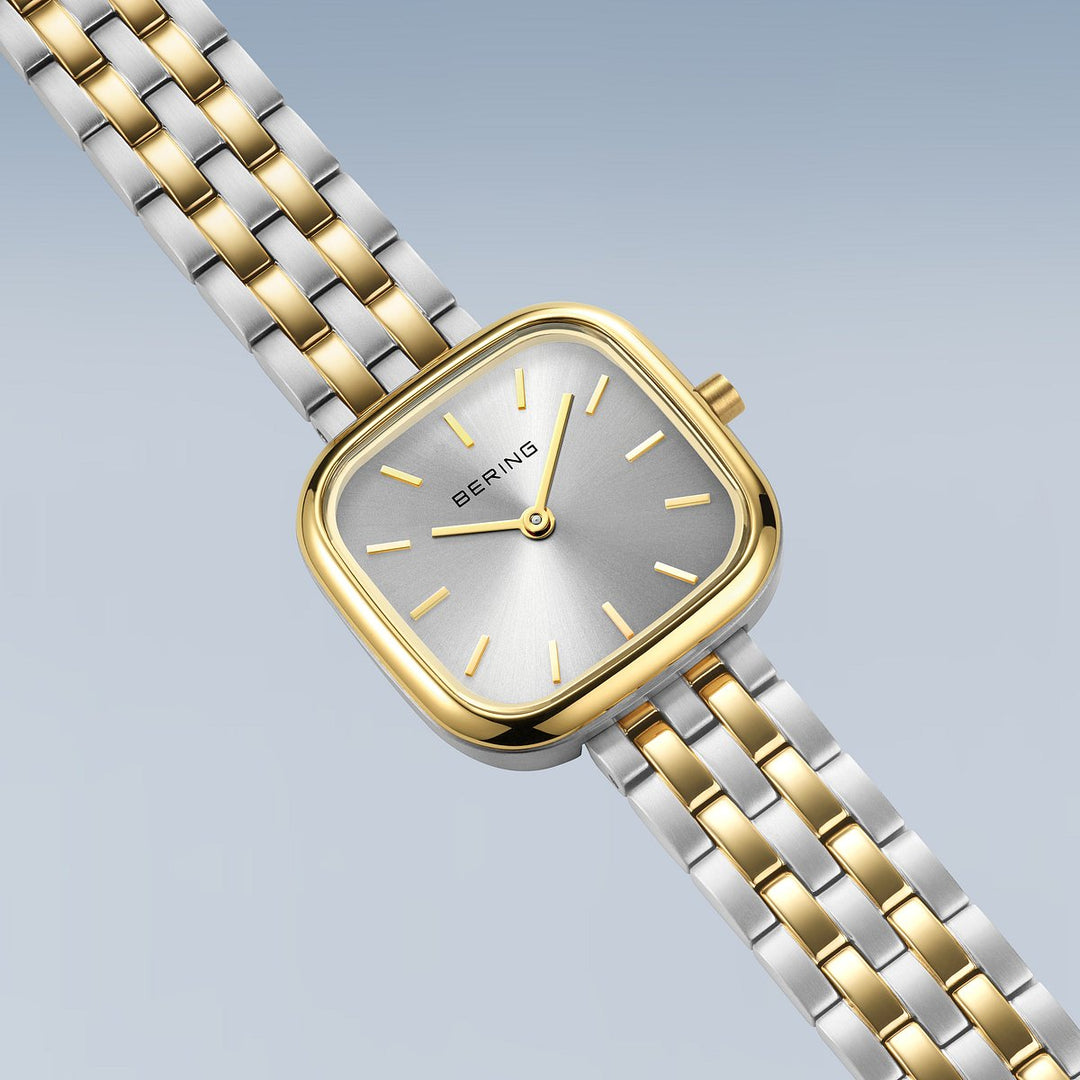 Bering dames horloge bicolor grijze wijzerplaat 17926-714