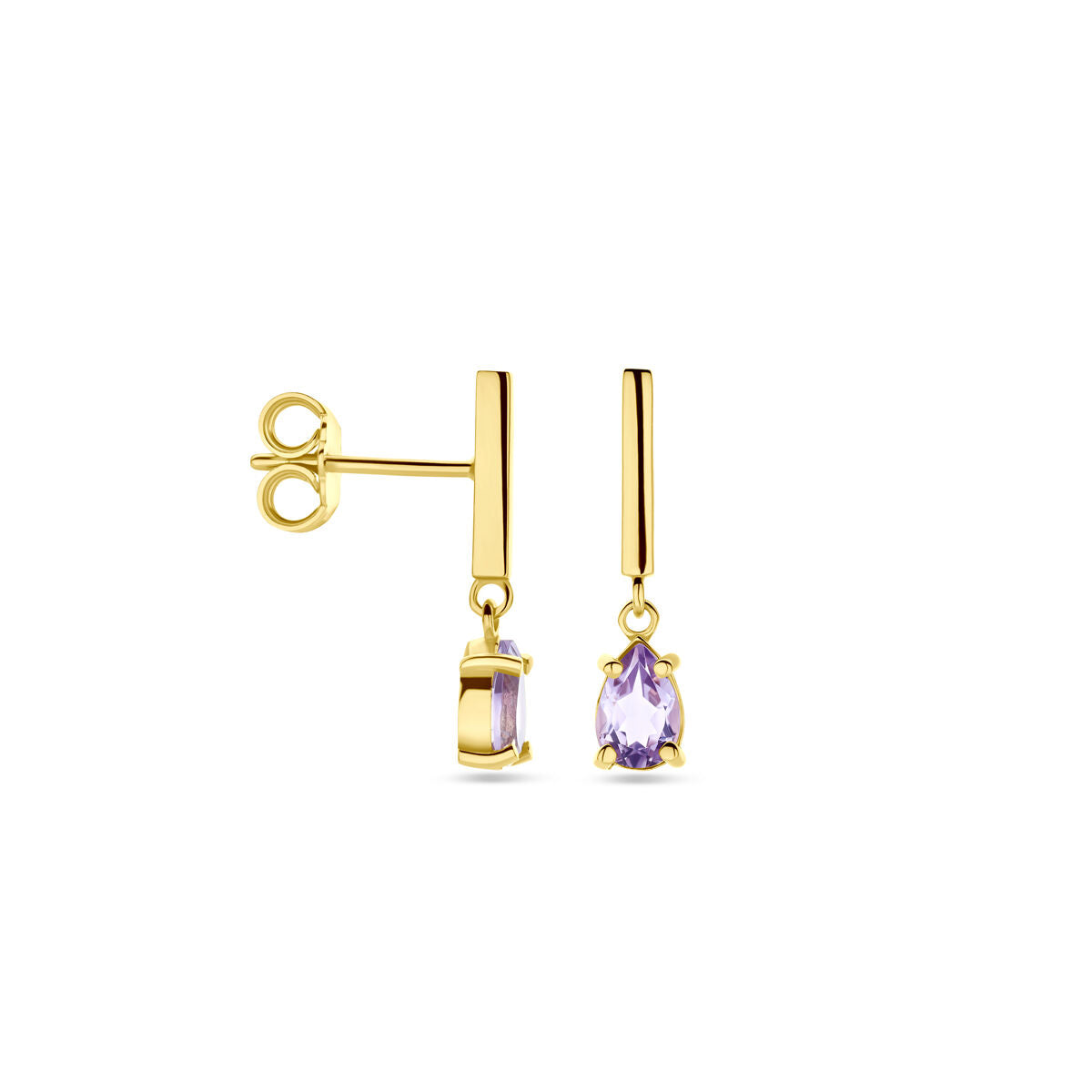 orecchini pendenti ametista 19 mm 14K oro giallo
