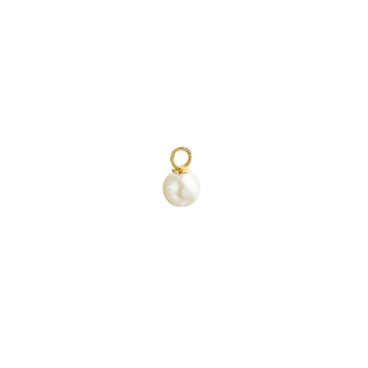 Orecchino pendente in oro giallo 14K con perla bianca.