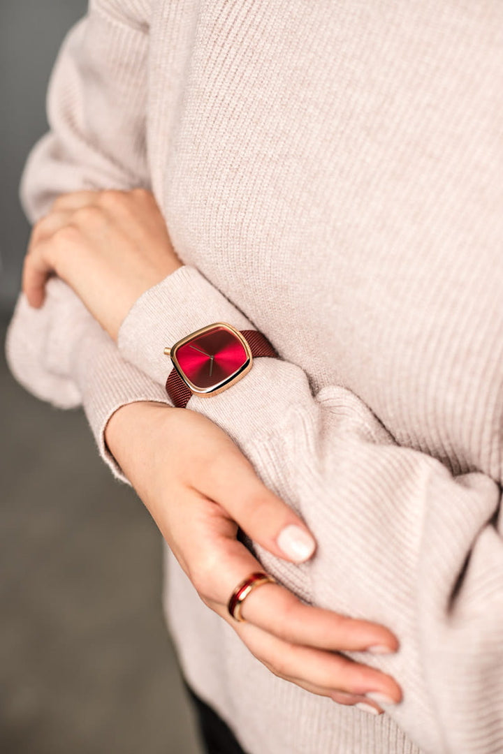 Bering dames horloge rode wijzerplaat - 18034-363
