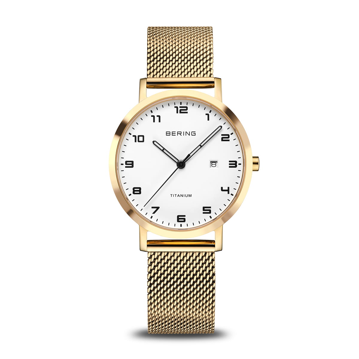 Orologio da donna con quadrante bianco, cassa dorata e cinturino in maglia rolò.