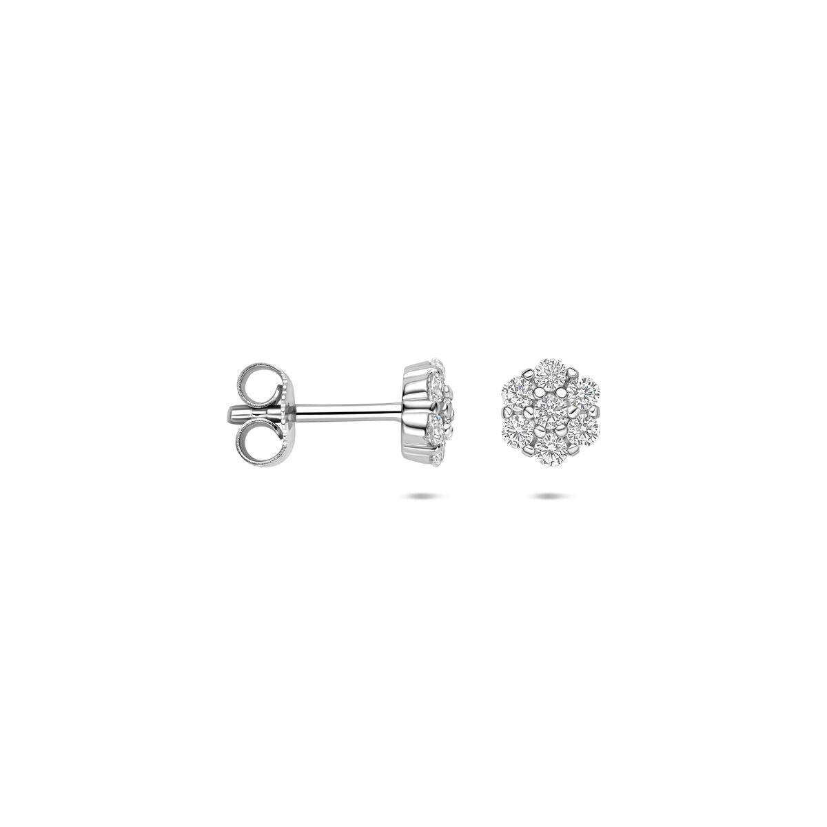 Orecchini a bottone in argento con zirconi – 6 mm