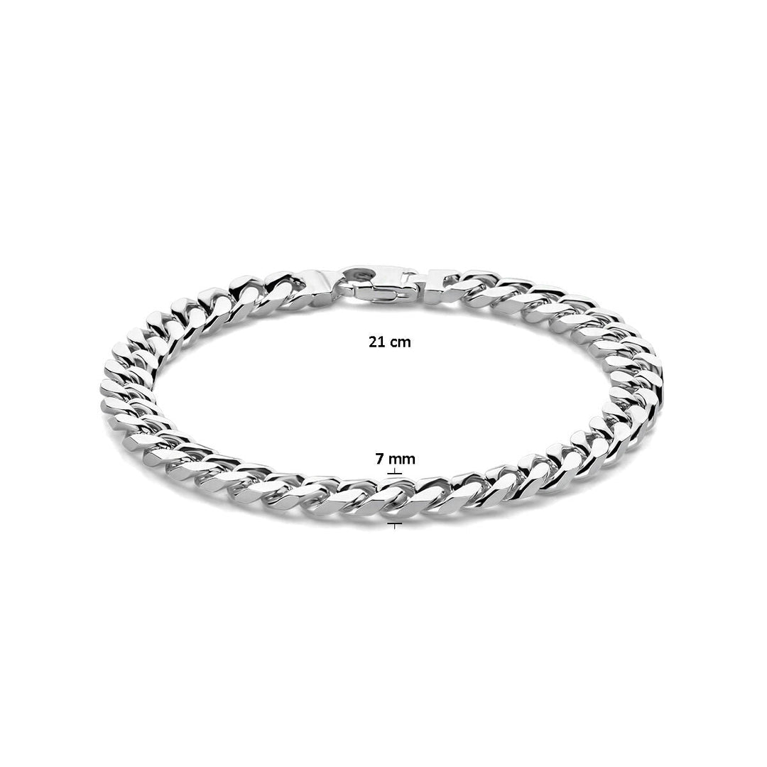 De Van der Kooij Collectie Zilveren armband heren gourmette 7,0 mm van 21 cm lang straalt tijdloze elegantie en verfijnd vakmanschap uit op een witte achtergrond.
