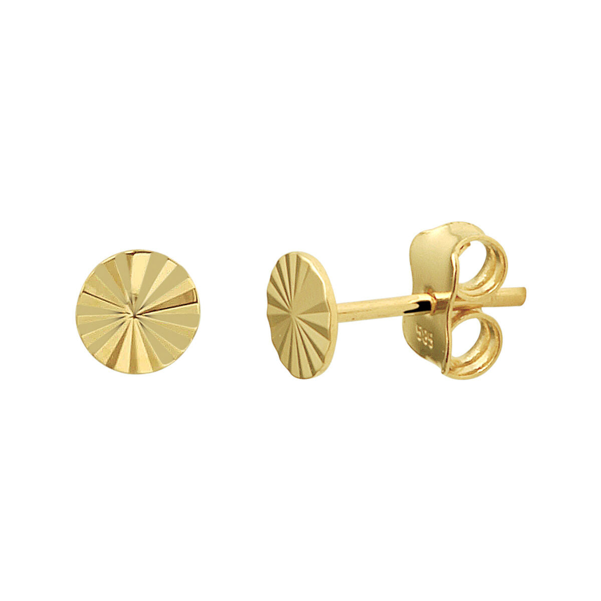 Orecchini rotondi in oro giallo 14K con finitura diamantata.