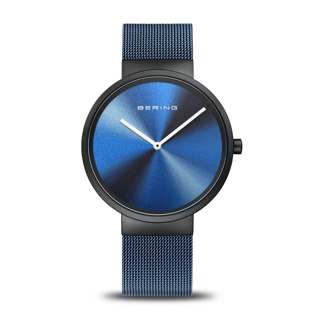 Orologio da uomo Bering con quadrante multicolore blu e cinturino in maglia.